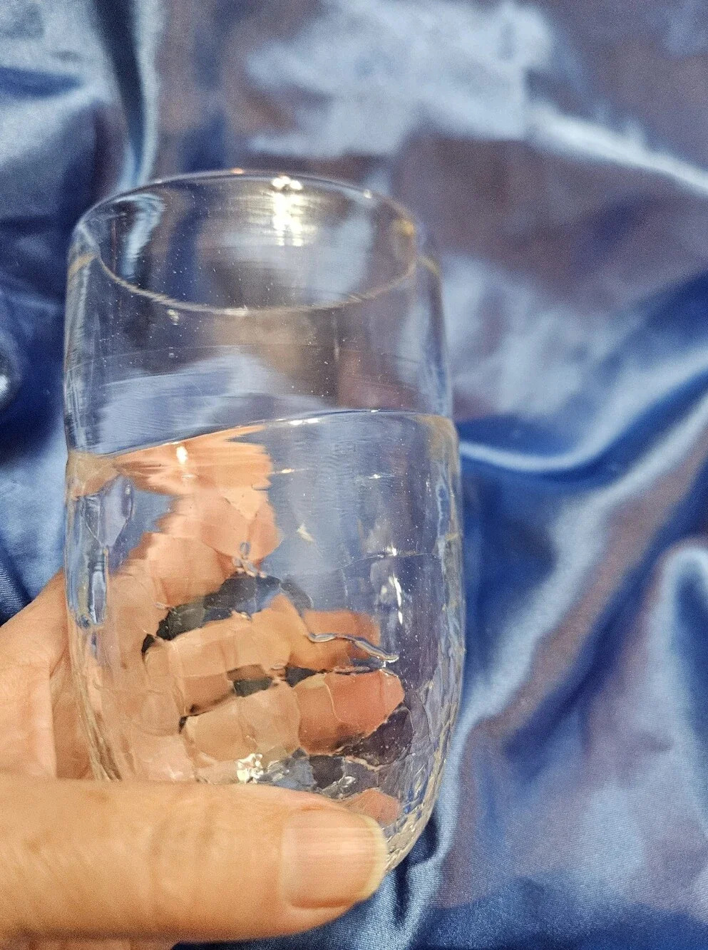 Signed Art Glass Tumbler or Vase Clear Cases Crackle Glass 5 Inches Tall Vintage